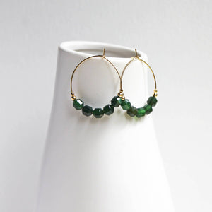 Green Agate Hoop Earrings