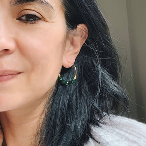 Green Agate Hoop Earrings