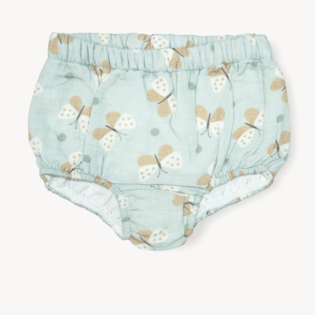 Butterfly Ruffle & Button Dress + Bloomer - Apple Mint