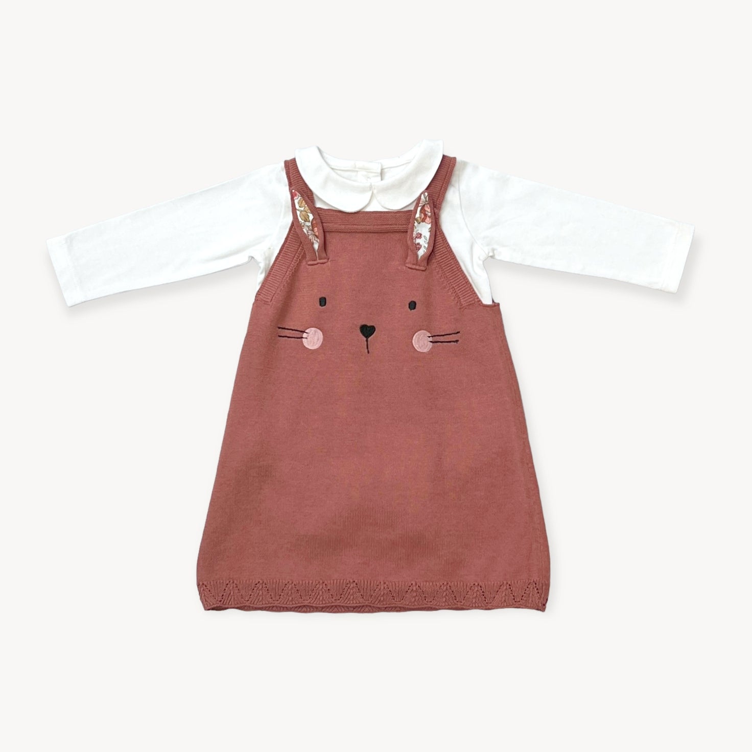 Bunny Ruffle Tunic Knit Dress Set - Apple Sauce
