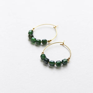 Green Agate Hoop Earrings