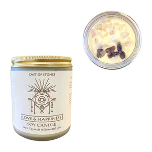 Love & Happiness Candle with Crystals