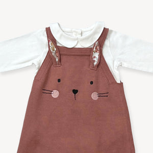 Bunny Ruffle Tunic Knit Dress Set - Apple Sauce