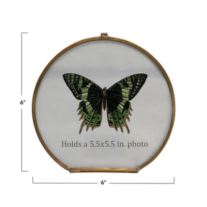 4" Round Glass & Brass Photo Frame