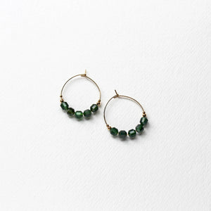 Green Agate Hoop Earrings