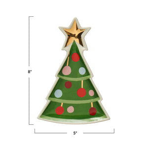 Stoneware Tree Shaped Plate, 8"L x 5"W