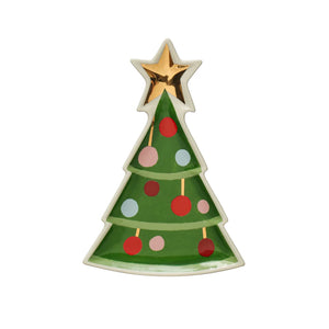 Stoneware Tree Shaped Plate, 8"L x 5"W