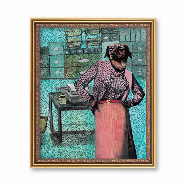 Doris in Office 8x10" Art Print - Dog Decor