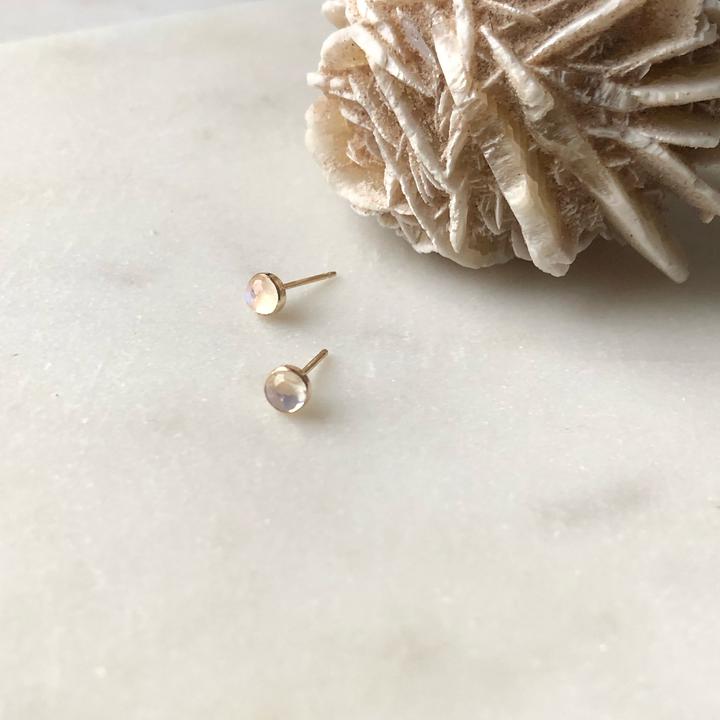 Rainbow Moonstone Studs