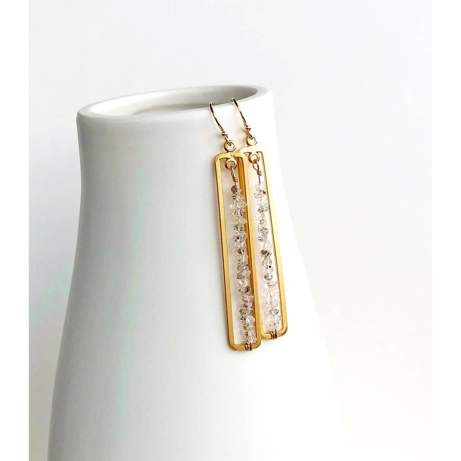 Herkimer Diamond Bar Earrings