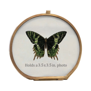 4" Round Glass & Brass Photo Frame